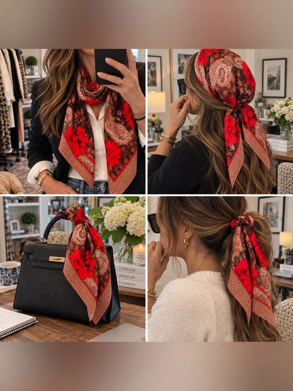 Vintage Christian Dior Echarpes 100% Silk Floral Paisley Scarf